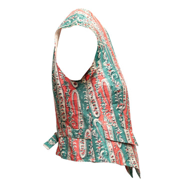 Vintage Green & Multicolor Vivienne Westwood Silk Floral Print Vest Size UK 14