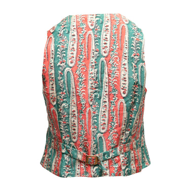 Vintage Green & Multicolor Vivienne Westwood Silk Floral Print Vest Size UK 14