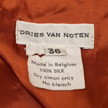 Brown & Orange Dries Van Noten Printed Silk Skirt Size FR 36 - Designer Revival