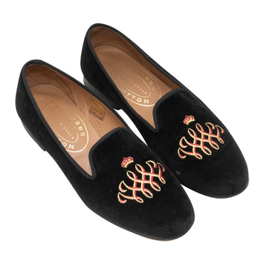 Black & Multicolor Stubbs & Wootton Velvet Loafers Size 37.5 - Designer Revival