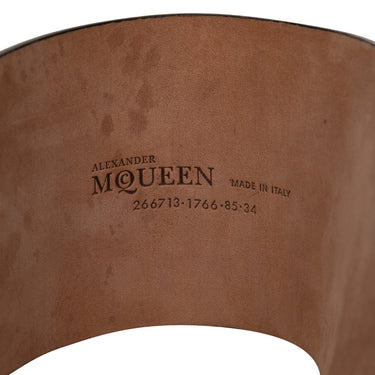 Black Alexander McQueen Wide Tooled Leather Belt Size US S - Atelier-lumieresShops Revival