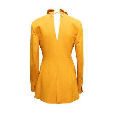 Yellow Oscar de la Renta Fall 2021 Virgin Wool Bow Blazer Size US 2 - Designer Revival
