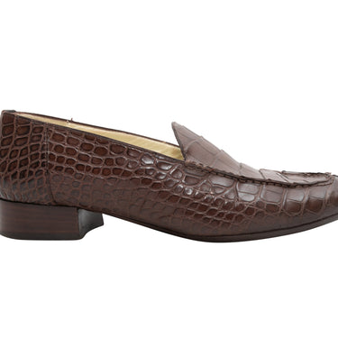 Brown Luciano Barbera Croc Loafers Size 37 - Designer Revival