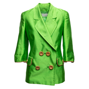 Vintage Lime Gianfranco Ferre Silk Blazer Size US S/M - Designer Revival