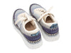 Blue & White Chloe Textile & Suede Crochet Low-Top Sneakers