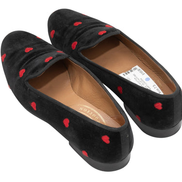 Black & Red Stubbs & Wootton Heart Loafers Size 37.5