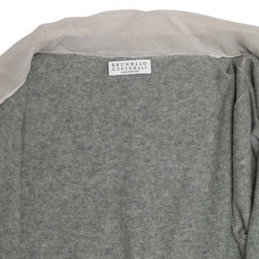 Grey & White Brunello Cucinelli Cashmere Silk-Trimmed Cardigan Size US XS
