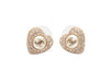 Gold-Tone Chanel Faux Pearl Heart Earrings