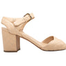 Beige Chanel Quilted Leather Block Heel Sandals Size 38.5 - Designer Revival