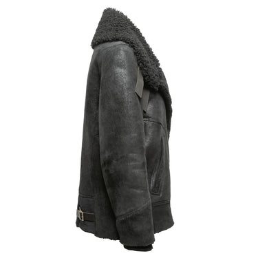 Black Iro Lamb Shearling Moto Jacket Size EU 36