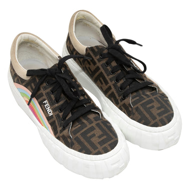 Brown & Multicolor Fendi LT Rainbow Platform Sneakers Size 39