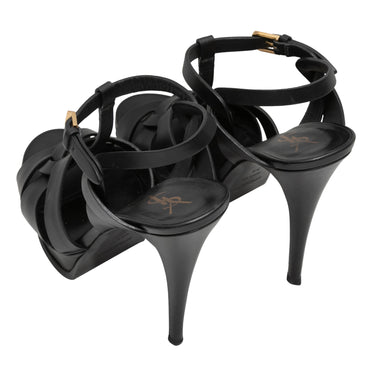 Black Yves Saint Laurent Platform Sandals Size 39 - Designer Revival