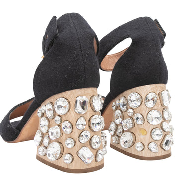 Black Marni Wool Crystal-Embellished Sandals Size 39 - Atelier-lumieresShops Revival