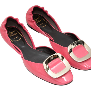 Pink Roger Vivier Patent d'Orsay Buckle Flats Size 39 - Designer Revival
