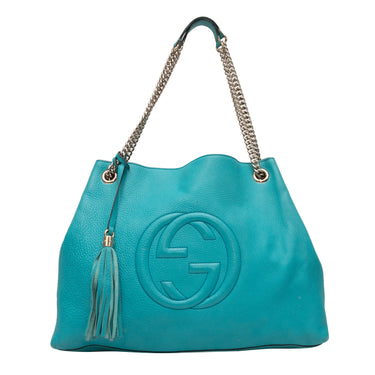 Turquoise Gucci Leather Soho Hobo Tote - Designer Revival