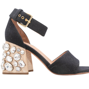 Black Marni Wool Crystal-Embellished Sandals Size 39 - Designer Revival