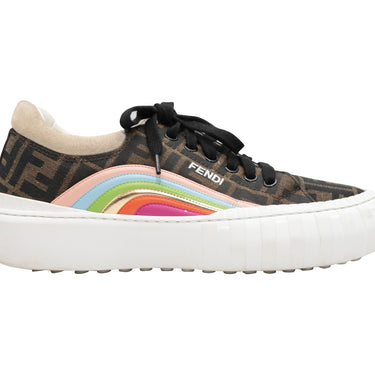 Brown & Multicolor Fendi LT Rainbow Platform Sneakers Size 39