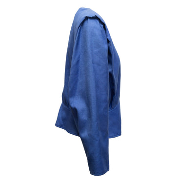 Vintage Blue Courreges Deep V-Neck Jacket Size US L - Designer Revival