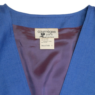 Vintage Blue Courreges Deep V-Neck Jacket Size US L - Designer Revival