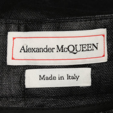 Black Alexander McQueen Waxed Linen Pants Size EU 42 - Designer Revival