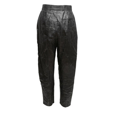 Black Alexander McQueen Waxed Linen Pants Size EU 42 - Designer Revival