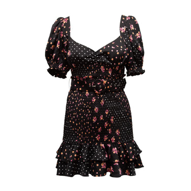 Black & Multicolor For Love & Lemons Floral Print Dress Size M - Designer Revival