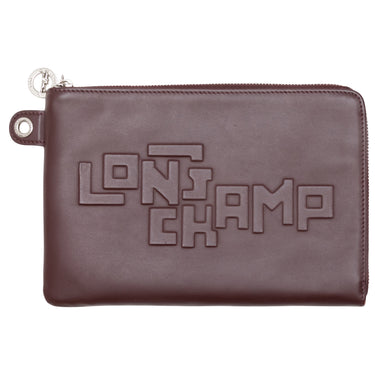 Purple Longchamp Leather Logo Clutch