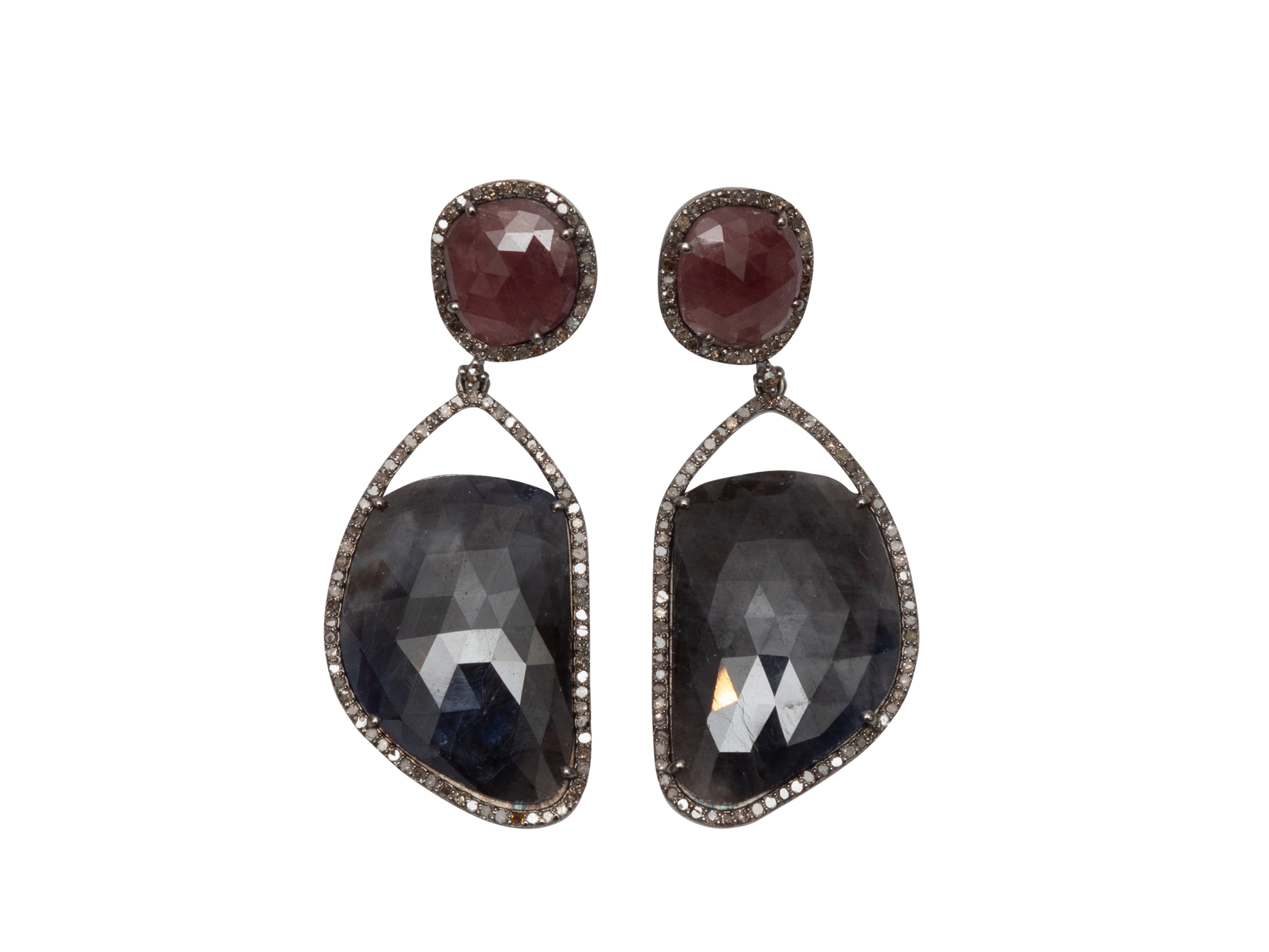 Sapphire & Ruby Bavna Pierced Earrings - Designer Revival