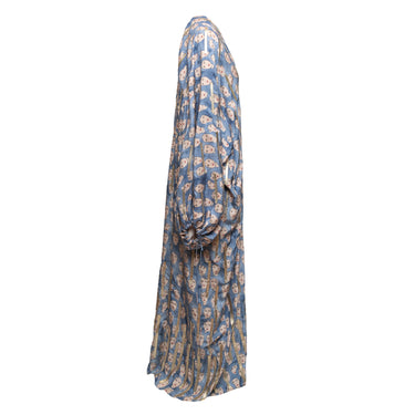 Light Blue & Multicolor Lanvin Fall/Winter 2019 Silk Face Print Gown Size EU 40