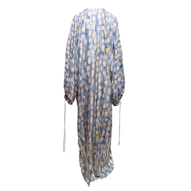 Light Blue & Multicolor Lanvin Fall/Winter 2019 Silk Face Print Gown Size EU 40