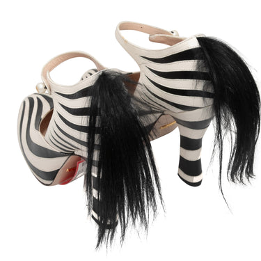 Black & White Gucci 2017 Zebra Mary Jane Pumps Size 36