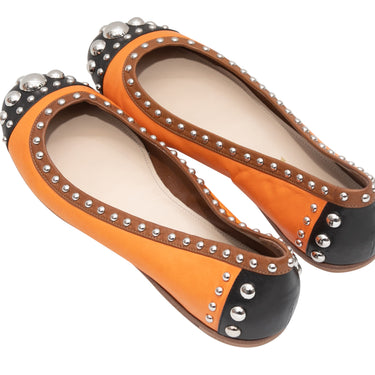 Orange & Black Prada Studded Ballet Flats Size 38