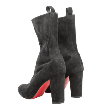 Black Christian Louboutin Suede Mid-Calf Boots Size 35 - Designer Revival