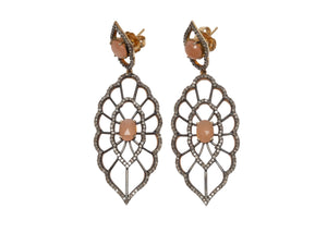 Coral Gemstone & Pave Diamond Jennifer Miller Pierced Earrings