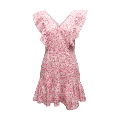 Pink & Red LoveShackFancy Floral Print Mini Dress Size S