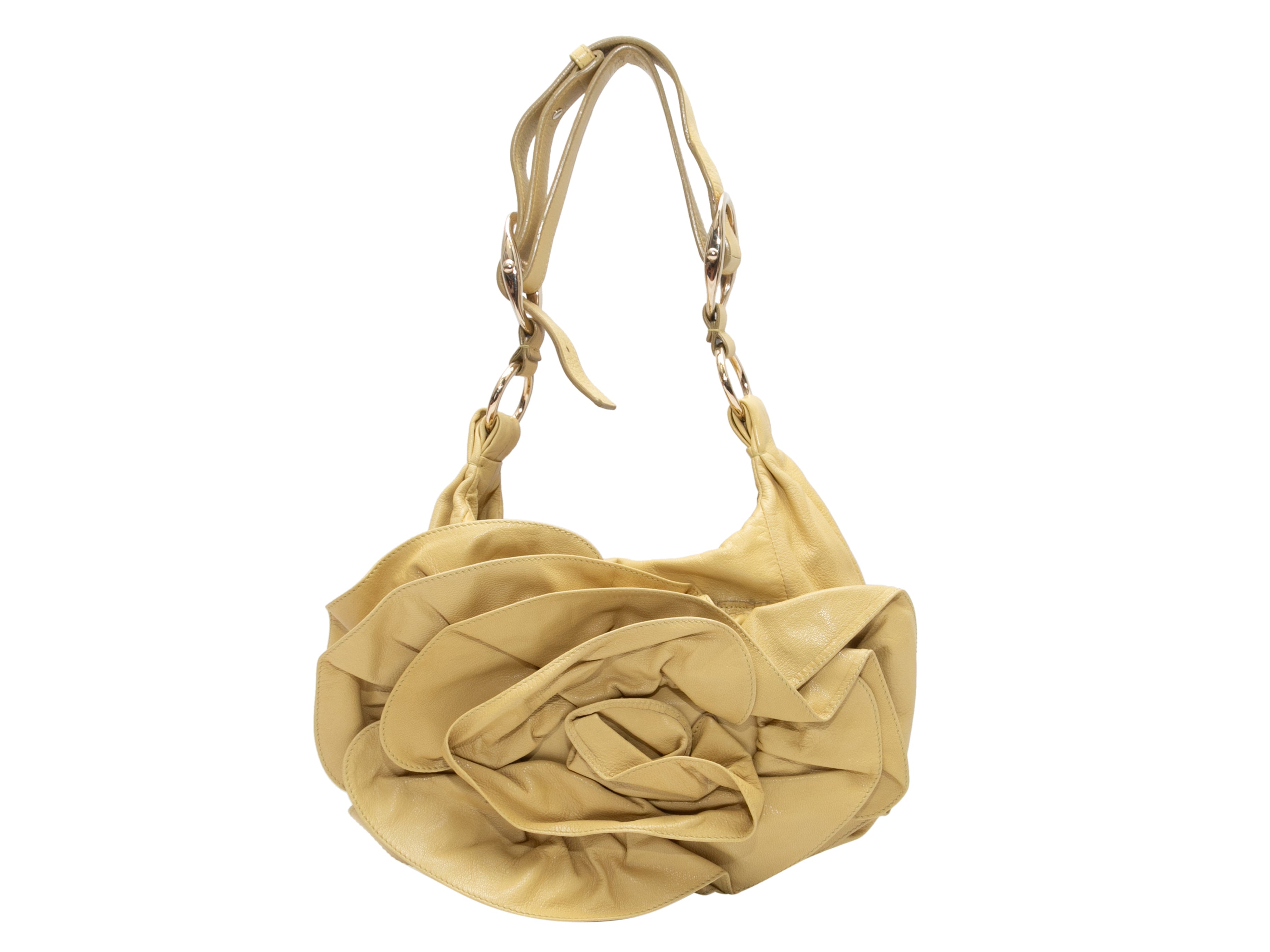 Vintage Chartreuse Yves Saint Laurent Nadja Floral Shoulder Bag - Designer Revival