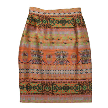 Vintage Orange & Multicolor Christian Lacroix Jacquard Skirt Size FR 34 - Designer Revival