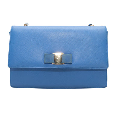 Blue Salvatore Ferragamo Vara Bow Bag - Designer Revival