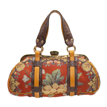 Orange & Multicolor Etro Needlepoint Patterned Handbag - Designer Revival