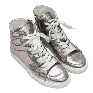 Silver Zadig & Voltaire High-Top Leather Sneakers Size 38 - Designer Revival