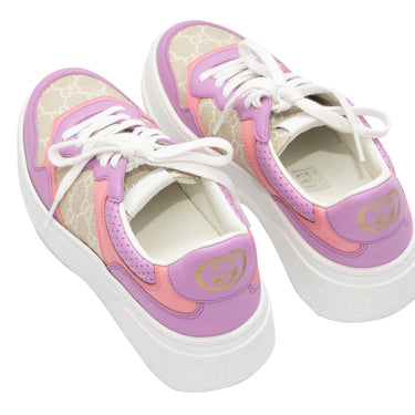 Lavender & Multicolor Gucci Leather & Coated Canvas Sneakers Size 39