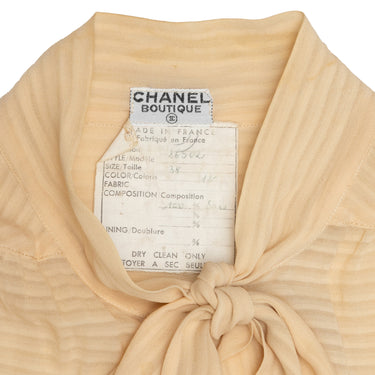 Vintage Cream Chanel Boutique Silk Button-Up Top Size FR 38