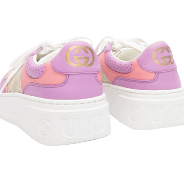 Lavender & Multicolor Gucci Leather & Coated Canvas Sneakers Size 39