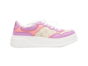 Lavender & Multicolor Gucci Leather & Coated Canvas Sneakers