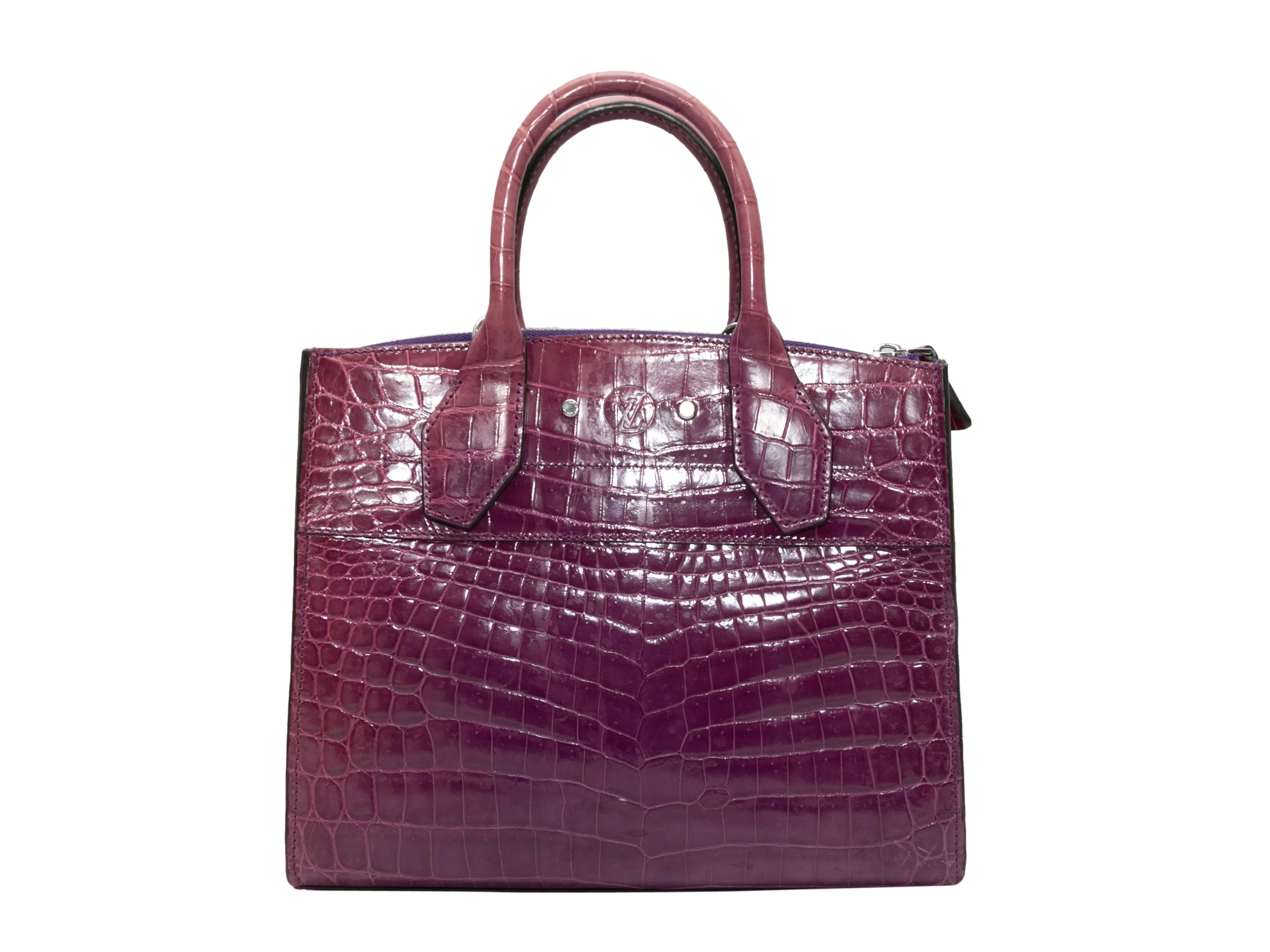 Purple Louis Vuitton Crocodile City Steamer MM Handbag Designer