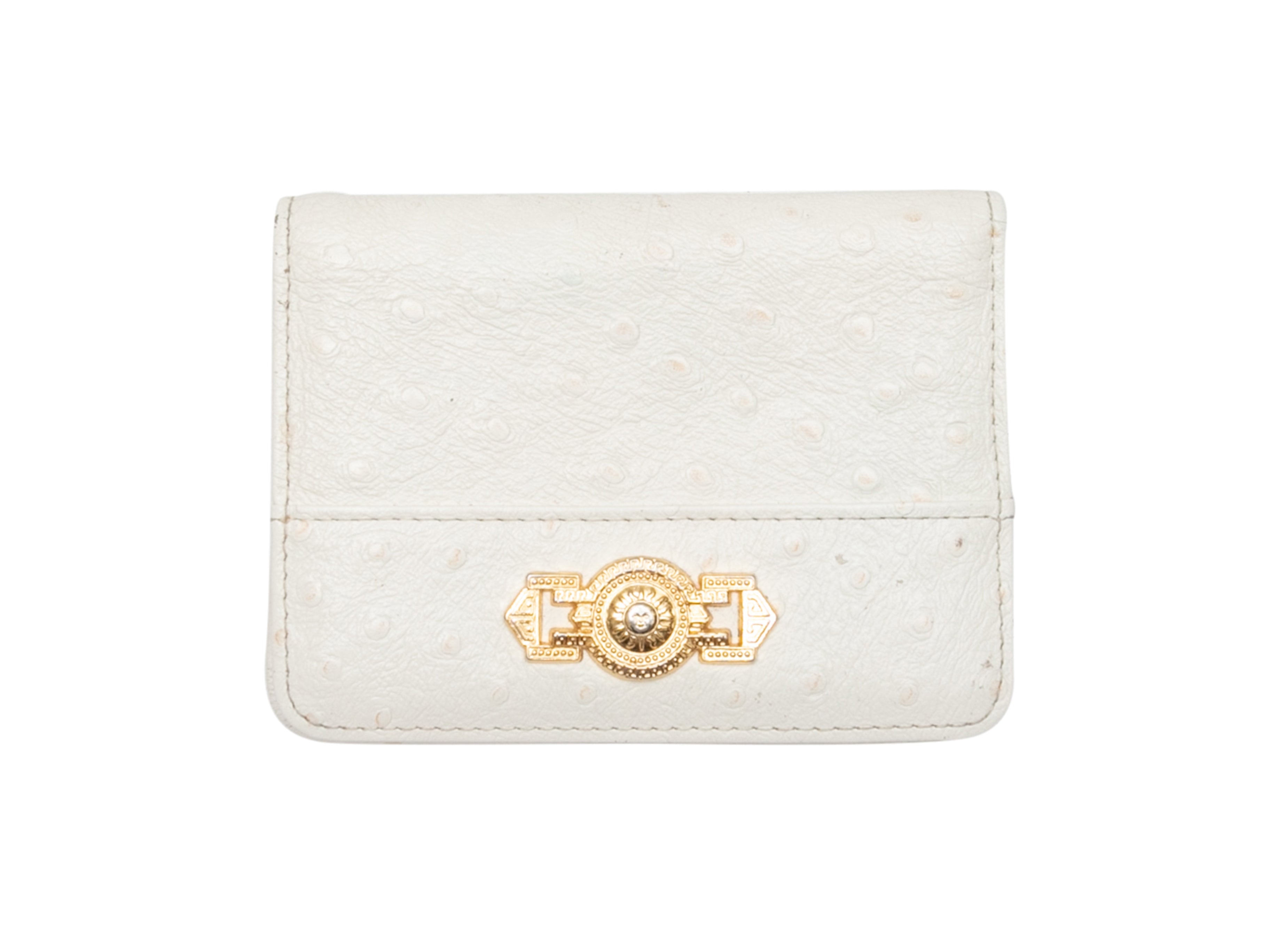 Vintage White Gianni Versace Ostrich Leather Wallet - Designer Revival