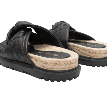 Black Christian Dior Cannage D-Twist Espadrille Sandals Size 39.5