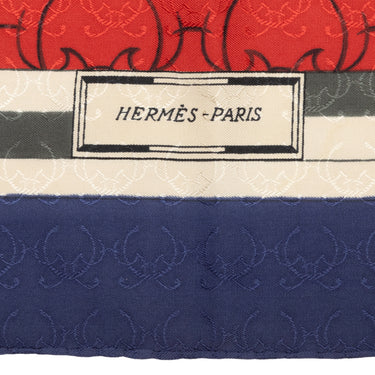 Red & Multicolor Hermes Louveterie Royale Print Silk Scarf - Designer Revival
