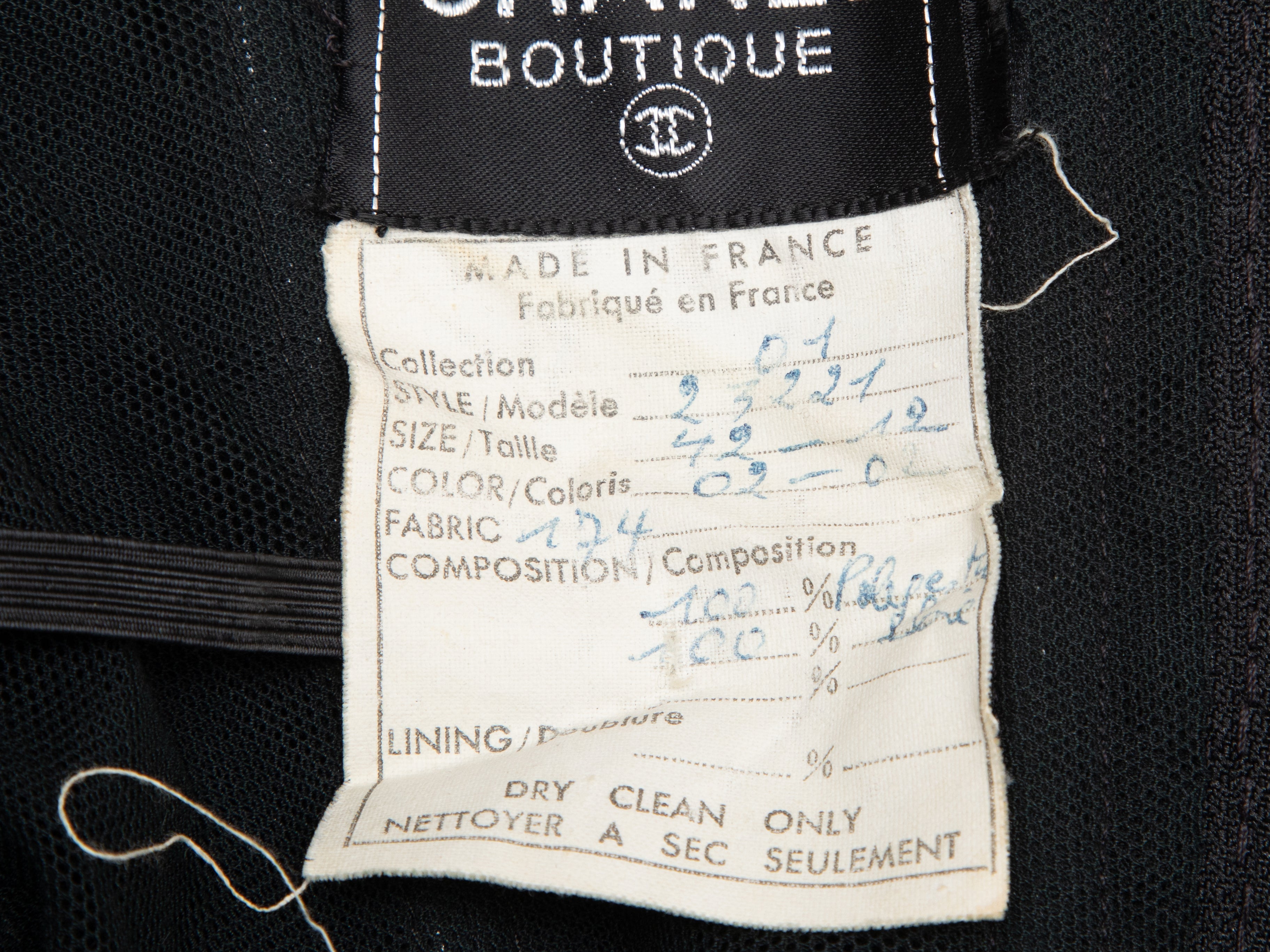 Vintage Black Chanel Boutique Mesh Overlay Strapless Ribbon Dress