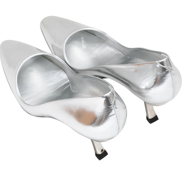 Silver Roger Vivier Patent Pointed-Toe Comma Heels Size 39 - Designer Revival